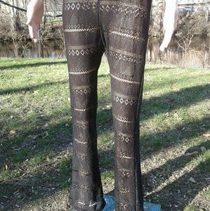 Lace, sheer black bell bottom flares